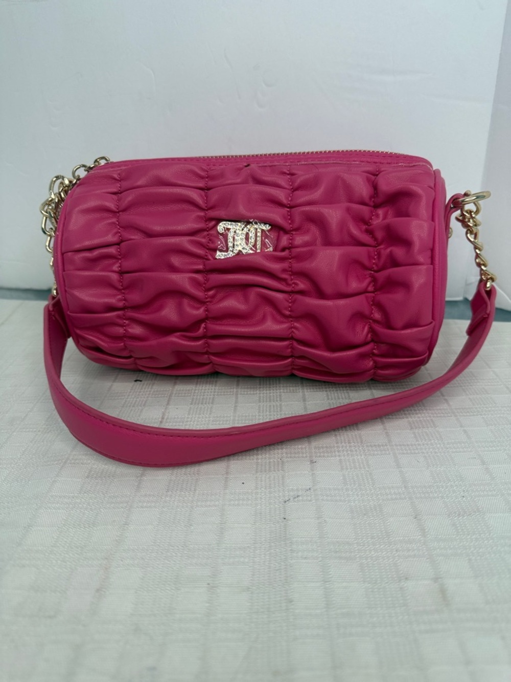 Juicy Couture Pink Flash Run the World Shoulder Barrel Bag Purse NWOT